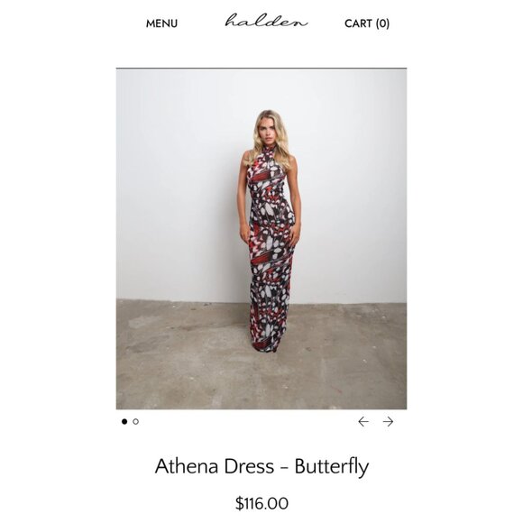 NWT Halden The Athena Luxury Stretch Mesh Butterfly Maxi Dress OS/M Goddesscore - Picture 16 of 16